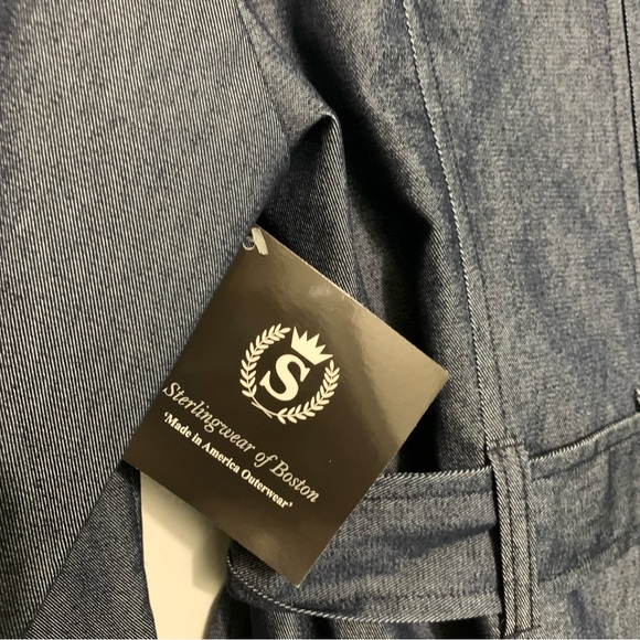Denim Double Breasted Trench Coat Sz ML NWT by Sterlingwear of Boston - Picture 14 of 16